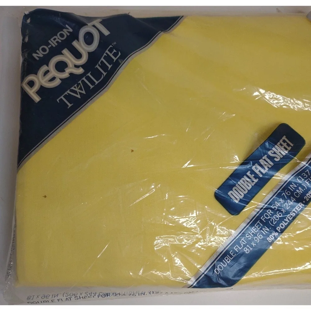 Vintage Pequot Twilite Double Flat Sheet Yellow No-Iron 80/20 Poly Cotton Blend